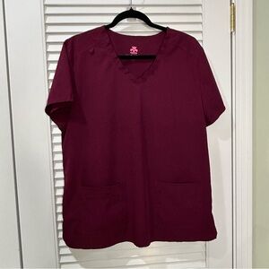 Natural Uniforms Modern Fit Cool Stretch Scrub Top XL Burgundy Medical